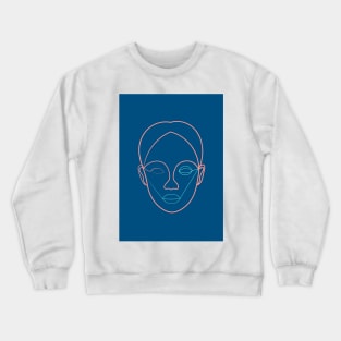 Female Portrait On Blue Crewneck Sweatshirt